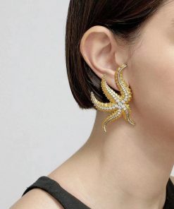 Minimalist Octopus Inlaid Stud Earrings for Women - Versatile Exaggerated Design, European and American Style