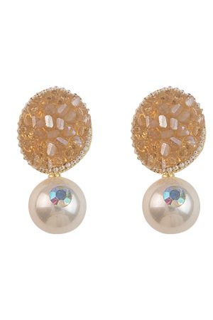 Minimalist Oval Crystal Earrings with Diamond-Inlaid Pearl Studs - High-End Versatile Accessories Popular in Japan and South Korea