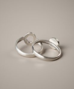 Minimalist Peach Blossom Powder Crystal 925 Silver Inlaid Ring - Retro Matte Versatile Women's Jewelry