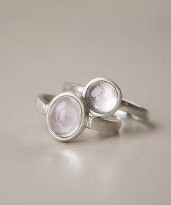 Minimalist Peach Blossom Powder Crystal 925 Silver Inlaid Ring - Retro Matte Versatile Women's Jewelry