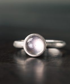 Minimalist Peach Blossom Powder Crystal 925 Silver Inlaid Ring - Retro Matte Versatile Women's Jewelry