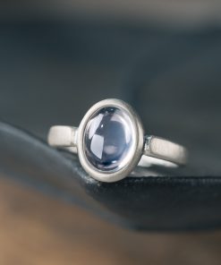 Minimalist Peach Blossom Powder Crystal 925 Silver Inlaid Ring - Retro Matte Versatile Women's Jewelry