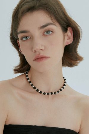 Minimalist Pearl Choker Necklace S915 Silver Beaded Design - Versatile Light Luxury Accessory for Everyday Elegance