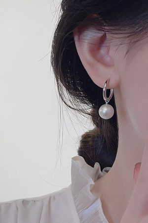 Minimalist Pearl Ear Hoops in 925 Silver - French Light Luxury Design, Versatile Women's Earrings for Chic Style