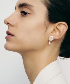 Minimalist Retro Black Agate Cat's Eye Stone Silver Teardrop Earrings - Unique Texture for Stylish Looks