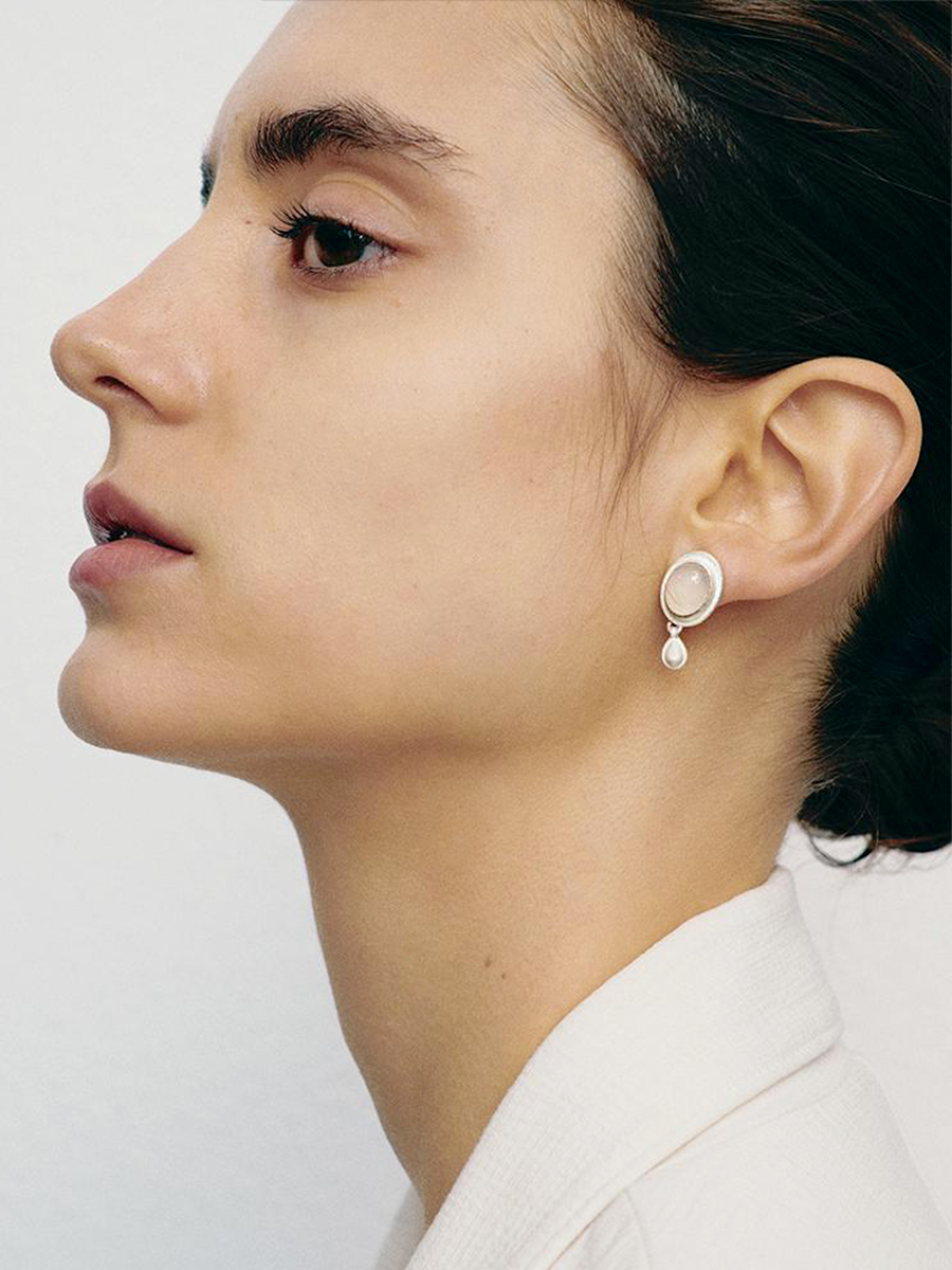 Minimalist Retro Black Agate Cat's Eye Stone Silver Teardrop Earrings - Unique Texture for Stylish Looks Minimalist Retro Black Agate Cat's Eye Stone Silver Teardrop Earrings - Unique Texture for Stylish Looks