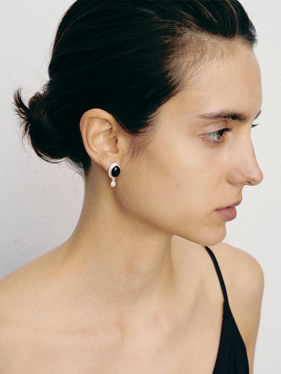 Minimalist Retro Black Agate Cat's Eye Stone Silver Teardrop Earrings - Unique Texture for Stylish Looks Minimalist Retro Black Agate Cat's Eye Stone Silver Teardrop Earrings - Unique Texture for Stylish Looks