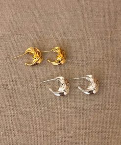 Minimalist Retro C-Shaped Spiral Twisted Gold-Plated 925 Silver Needle Earrings - High-End Korean Style Jewelry