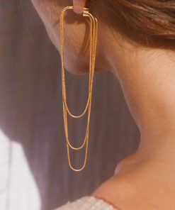 Minimalist Retro Multi-Layer Snake Bone Chain Tassel Earrings - European American Instagram Style Gold Jewelry