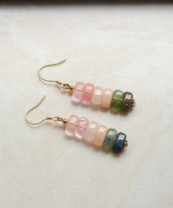 Minimalist Retro Watermelon Crystal Red Dongling Jade Agate Hypoallergenic Silver Ear Hooks Earrings for Women