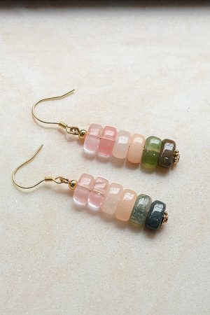 Minimalist Retro Watermelon Crystal Red Dongling Jade Agate Hypoallergenic Silver Ear Hooks Earrings for Women