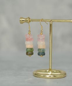 Minimalist Retro Watermelon Crystal Red Dongling Jade Agate Hypoallergenic Silver Ear Hooks Earrings for Women