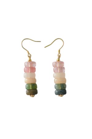 Minimalist Retro Watermelon Crystal Red Dongling Jade Agate Hypoallergenic Silver Ear Hooks Earrings for Women