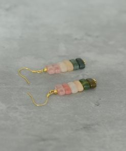 Minimalist Retro Watermelon Crystal Red Dongling Jade Agate Hypoallergenic Silver Ear Hooks Earrings for Women