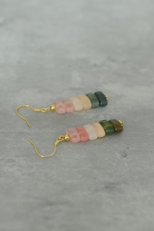 Minimalist Retro Watermelon Crystal Red Dongling Jade Agate Hypoallergenic Silver Ear Hooks Earrings for Women