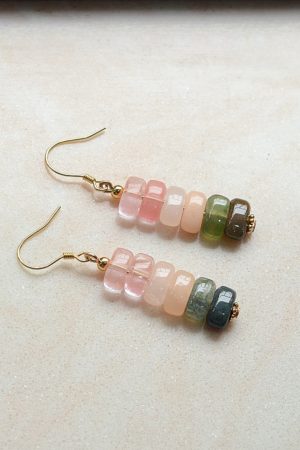 Minimalist Retro Watermelon Crystal Red Dongling Jade Agate Hypoallergenic Silver Ear Hooks Earrings for Women