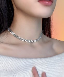 Minimalist Rhinestone Chain Necklace for Women â€“ Zircon Collarbone Chain, American Cuban Hip-Hop Style, Hot Girl Fashion Accessory
