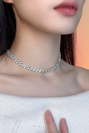 Minimalist Rhinestone Chain Necklace for Women â€“ Zircon Collarbone Chain, American Cuban Hip-Hop Style, Hot Girl Fashion Accessory