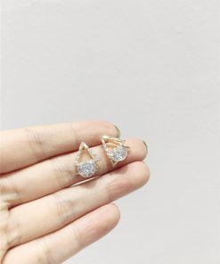 Minimalist S925 Silver Double Triangle Diamond Pendant Earrings - Stylish Three-Dimensional Jewelry for Modern Elegance