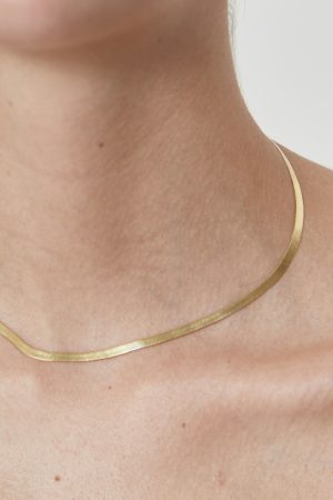 Minimalist Silver Blade Chain Choker - Women's Clavicle Necklace with Snake Bone Design and Four-Leaf Clover Accent