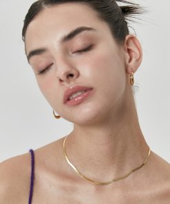 Minimalist Silver Blade Chain Choker - Women's Clavicle Necklace with Snake Bone Design and Four-Leaf Clover Accent