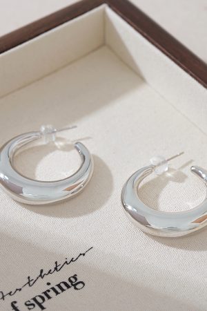 Minimalist Silver Hoop Earrings with Moon Design - High-End 2025 Trendy Accessories for a Cool Aesthetic