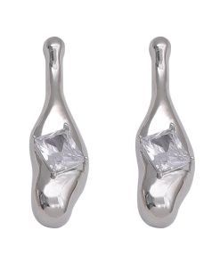 Minimalist Silver Metal Ear Studs - 925 Sterling Silver Floating Design Earrings for Unique Personality and Temperament