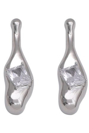 Minimalist Silver Metal Ear Studs - 925 Sterling Silver Floating Design Earrings for Unique Personality and Temperament