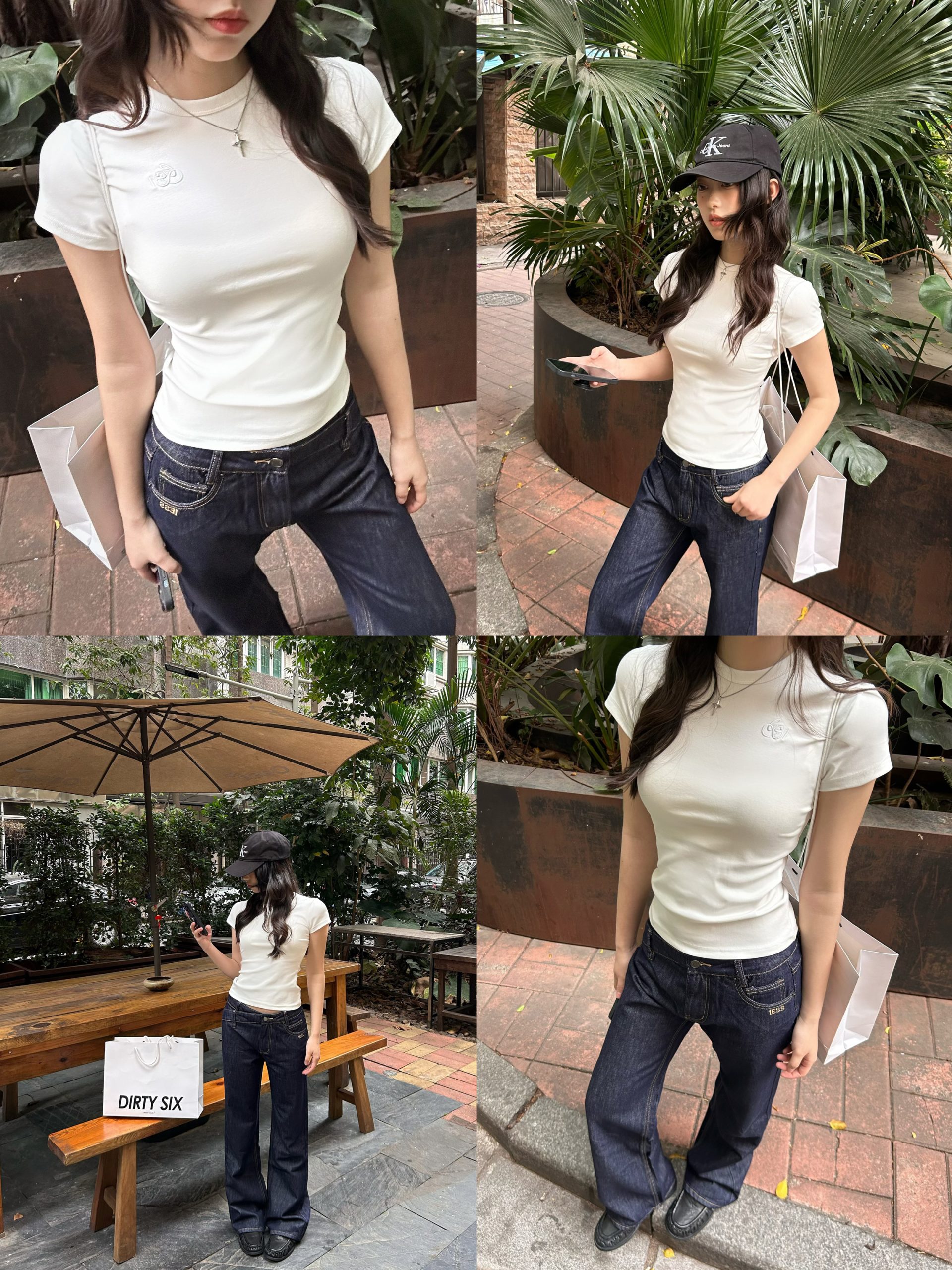 Minimalist Slim-Fit Round Neck Short Sleeve T-Shirt for Women - Classic Four-Color Design, Perfect for Casual and Y2K Styles