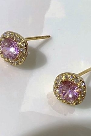 Minimalist Small Square Pink Diamond Water Drop Zircon Stud Earrings - Elegant Fashion Jewelry for Everyday Wear