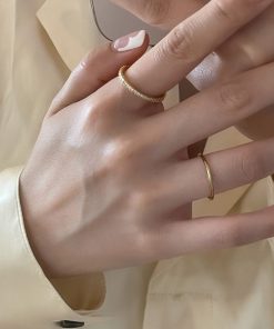 Minimalist Stacked Rings Set for Women - Non-Fading Floating Joint Rings, Simple Plain Circle Tail Rings - Versatile Fashion Accessory