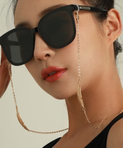 Minimalist Symmetrical Alloy Metal Feather Glasses Chain â€“ Versatile Anti-Slip Anti-Lost Lanyard for Everyday Use