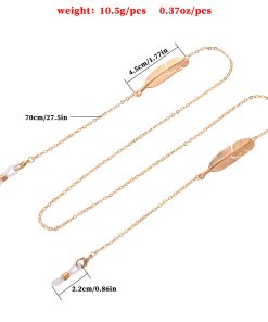 Minimalist Symmetrical Alloy Metal Feather Glasses Chain â€“ Versatile Anti-Slip Anti-Lost Lanyard for Everyday Use