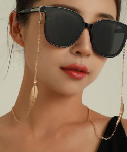 Minimalist Symmetrical Alloy Metal Feather Glasses Chain â€“ Versatile Anti-Slip Anti-Lost Lanyard for Everyday Use