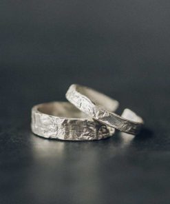 Minimalist Textured 925 Silver Couple Rings - Vintage Simple Versatile Trendy Finger Rings for Men and Women