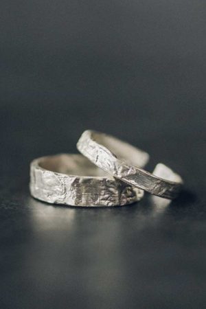 Minimalist Textured 925 Silver Couple Rings - Vintage Simple Versatile Trendy Finger Rings for Men and Women