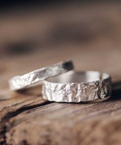 Minimalist Textured 925 Silver Couple Rings - Vintage Simple Versatile Trendy Finger Rings for Men and Women