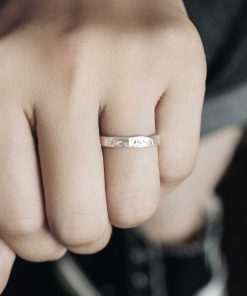 Minimalist Textured 925 Silver Couple Rings - Vintage Simple Versatile Trendy Finger Rings for Men and Women