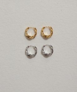 Minimalist Twisted Surface Hoop Earrings - Daily Commuter Fashion in Brass Gold-Plated - Simple Yet Stylish Accessories