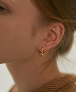 Minimalist Twisted Surface Hoop Earrings - Daily Commuter Fashion in Brass Gold-Plated - Simple Yet Stylish Accessories