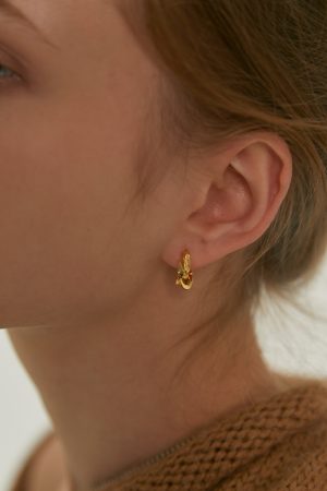 Minimalist Twisted Surface Hoop Earrings - Daily Commuter Fashion in Brass Gold-Plated - Simple Yet Stylish Accessories