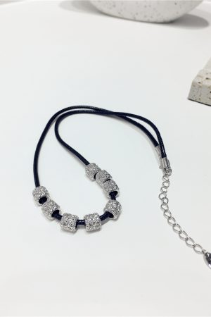 Minimalist Uneven Round Tube Black Rope Short Necklace for Clavicle - Unique Three-Dimensional Design