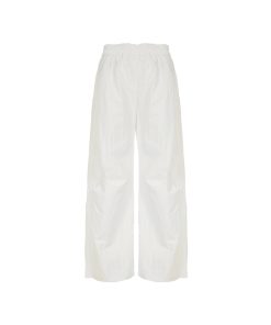 Minimalist White Loose Straight Casual Pants for Summer - Thin Elastic Waist, Versatile Wide-Leg Design, Slimming Fit