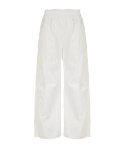Minimalist White Loose Straight Casual Pants for Summer - Thin Elastic Waist, Versatile Wide-Leg Design, Slimming Fit