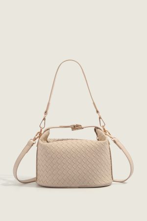 Minimalist Woven Large-Capacity Handbag for Women, Summer 2025, Korean-Style Casual Small Square Crossbody Bag
