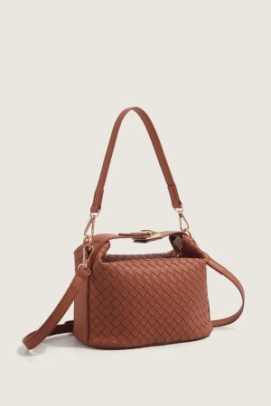 Minimalist Woven Large-Capacity Handbag for Women, Summer 2025, Korean-Style Casual Small Square Crossbody Bag