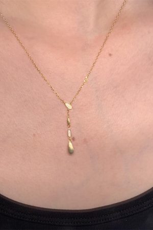 Minimalist Y-Shaped Brushed Water Droplet Diamond Ultra-Fine Clavicle Chain for Women - Exquisite Light Luxury High-End Accessory