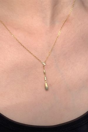 Minimalist Y-Shaped Brushed Water Droplet Diamond Ultra-Fine Clavicle Chain for Women - Exquisite Light Luxury High-End Accessory
