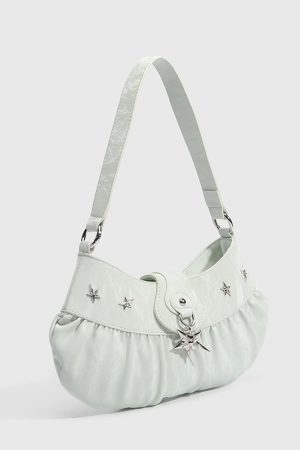 Mint Green Bohemian Underarm Bag for Women - Textured Crossbody Shoulder Bag for Vacation and Everyday Style