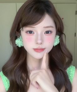 Mint Green Floral Earrings for Women - Summer Sweet High-End Vacation Style Ear Accessories, Unique and Stunning Niche Ear Studs